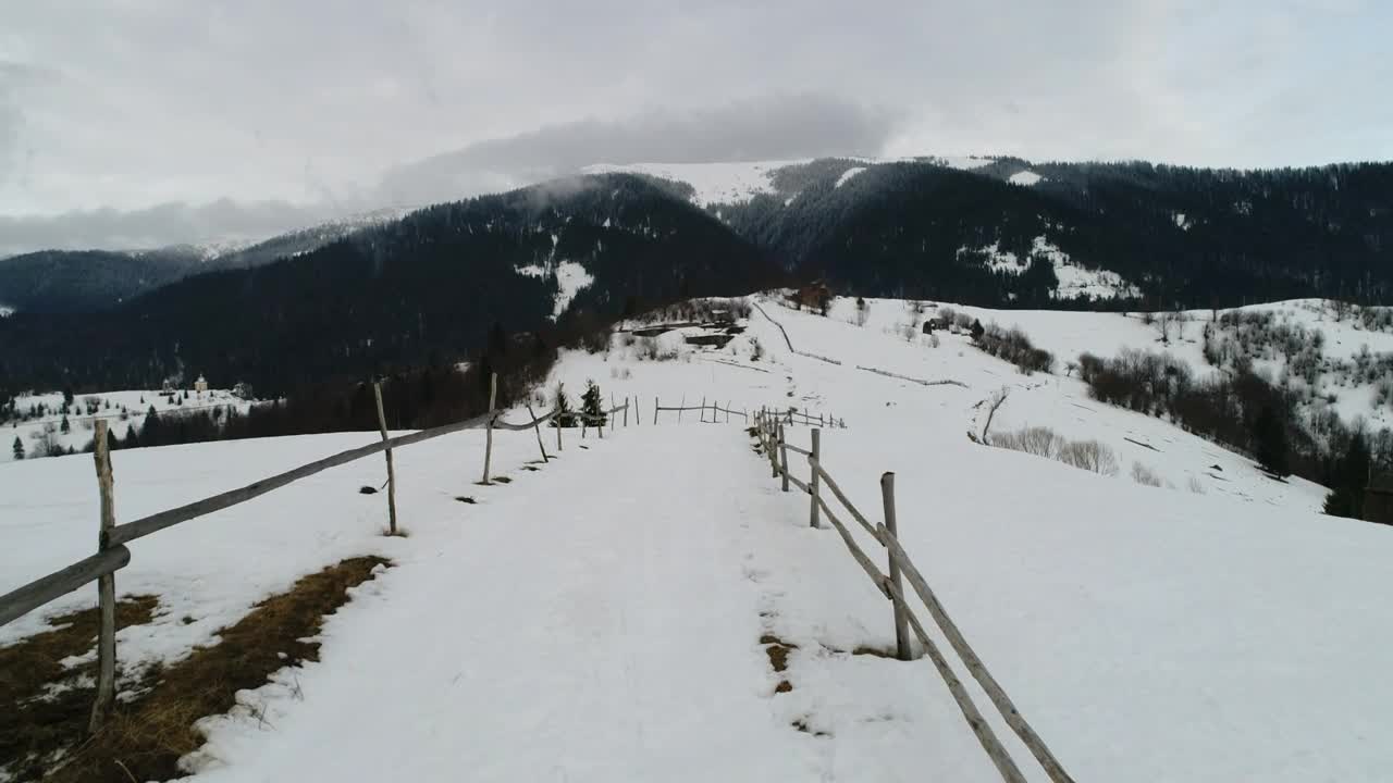 Stock Video Fenced Path In The Snowy Mountains Live Wallpaper For PC - Free Download