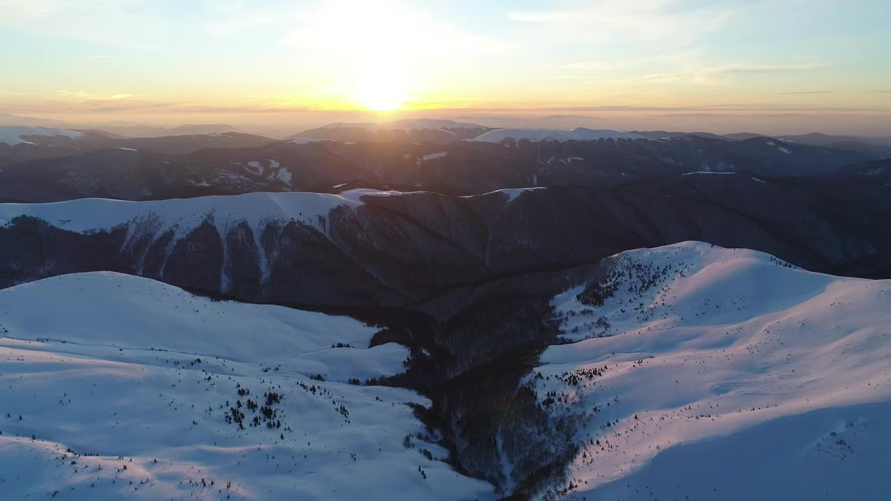 Free Video Stock sunset covering a winter landscape Live Wallpaper - Free Download