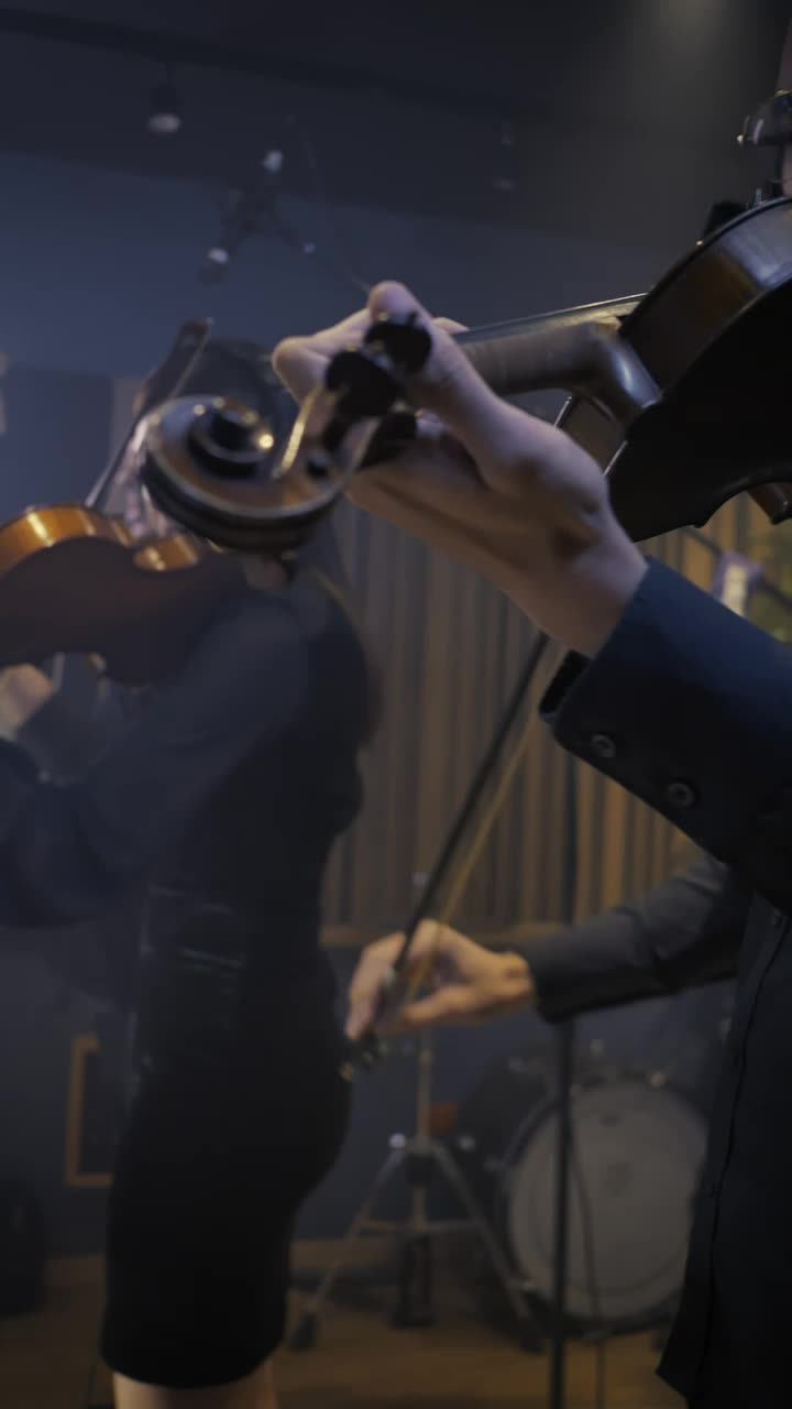 Free Stock Video Two Talented Violinists Playing In A Recording Studio Live Wallpaper - Free Download