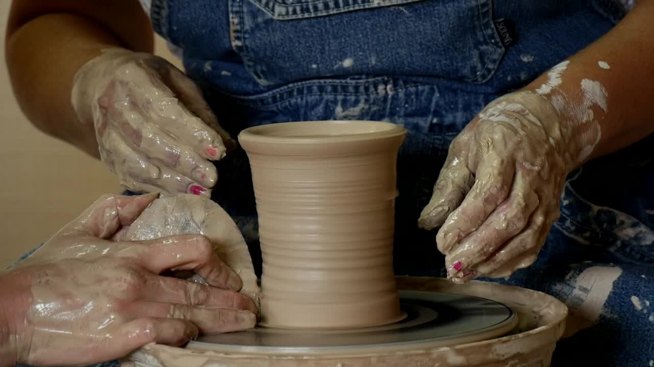 Stock Video Craftsman Women Shaping A Clay Vase Live Wallpaper For PC - Free Download