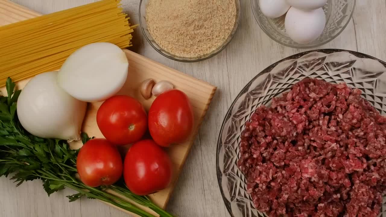 Stock Video Ingredients For Preparing Meat Balls Animated Wallpaper - Free Download