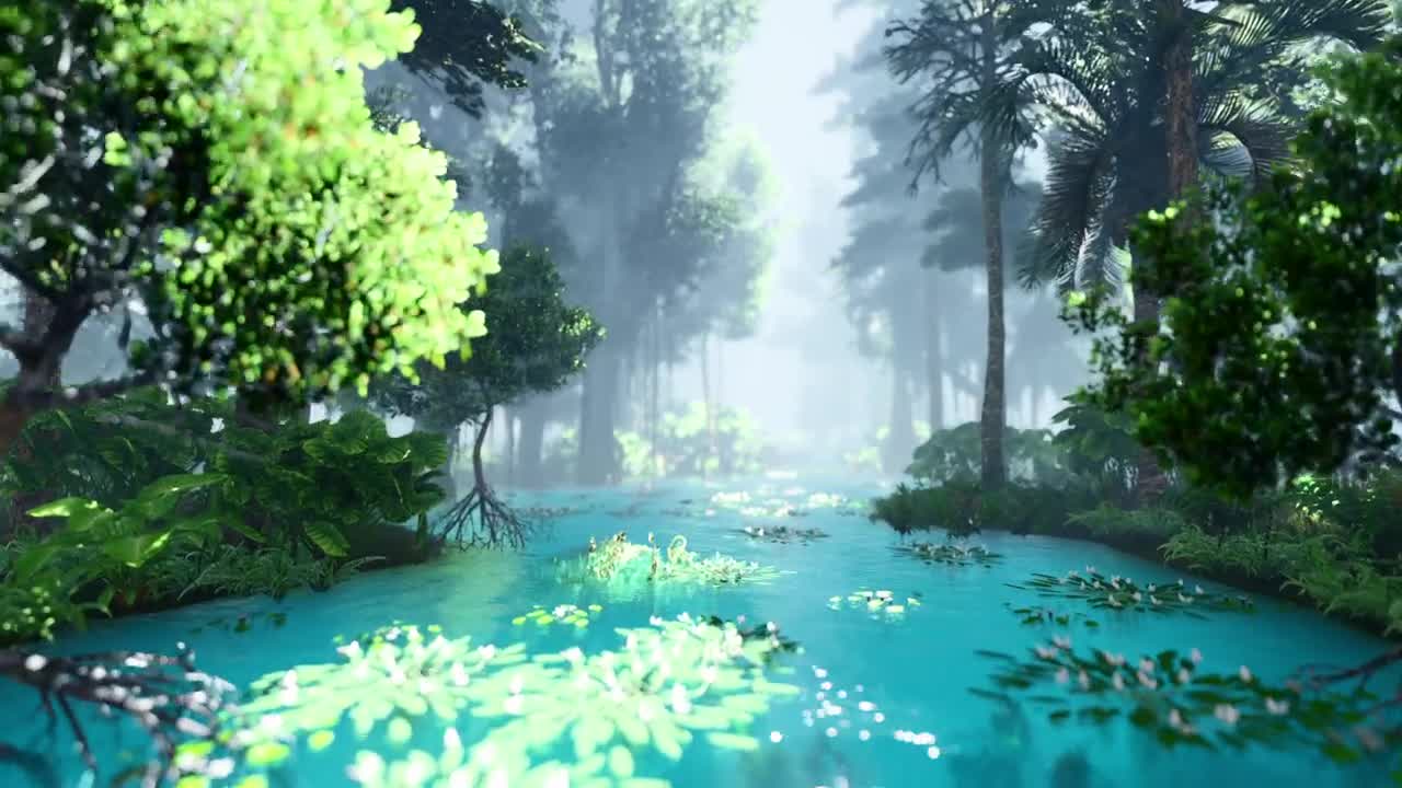 Stock Video Navigating The River Of A Luminous Virtual Jungle Live Wallpaper - Free Download