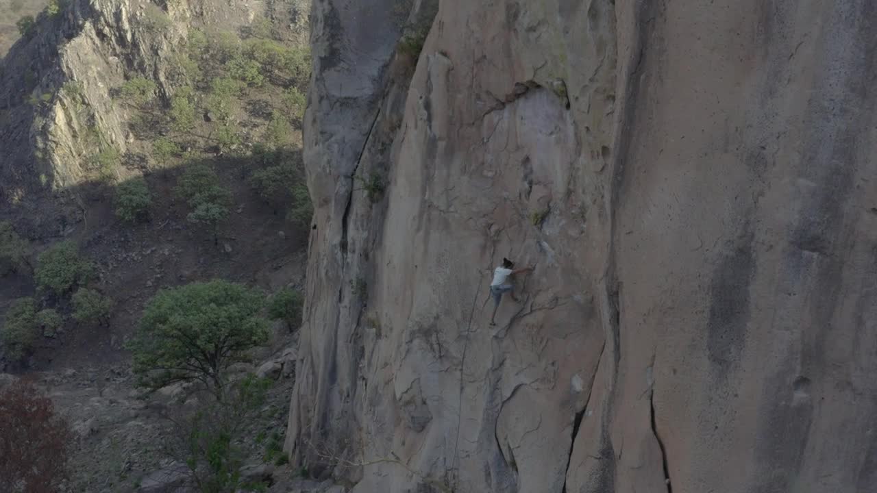Free Video Stock Skilled Mountaineer Climbing A Gigantic Mountain Live Wallpaper - Free Download