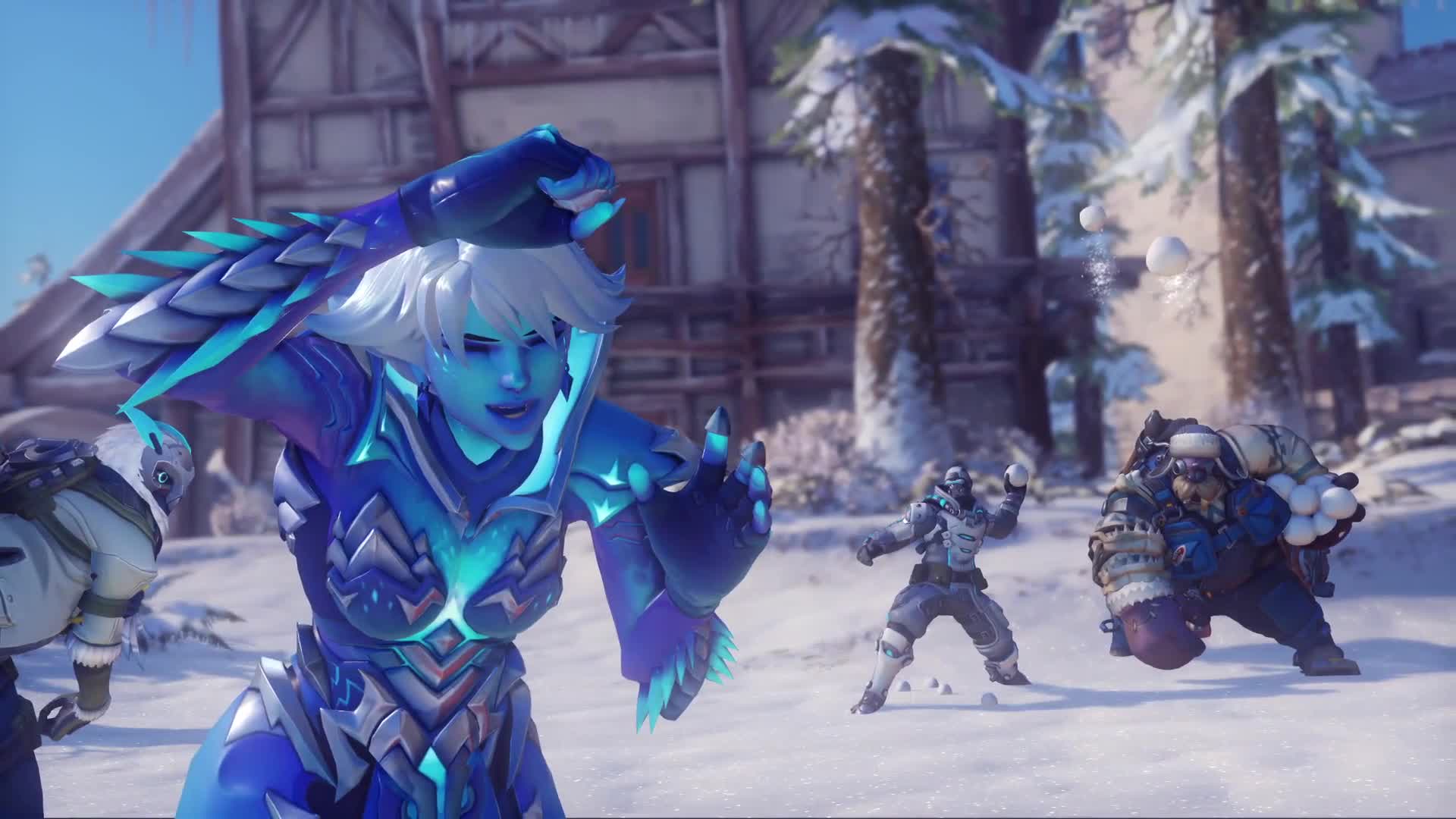 Overwatch Christmas Playing SnowBalls Fight Live Wallpaper - Free Download
