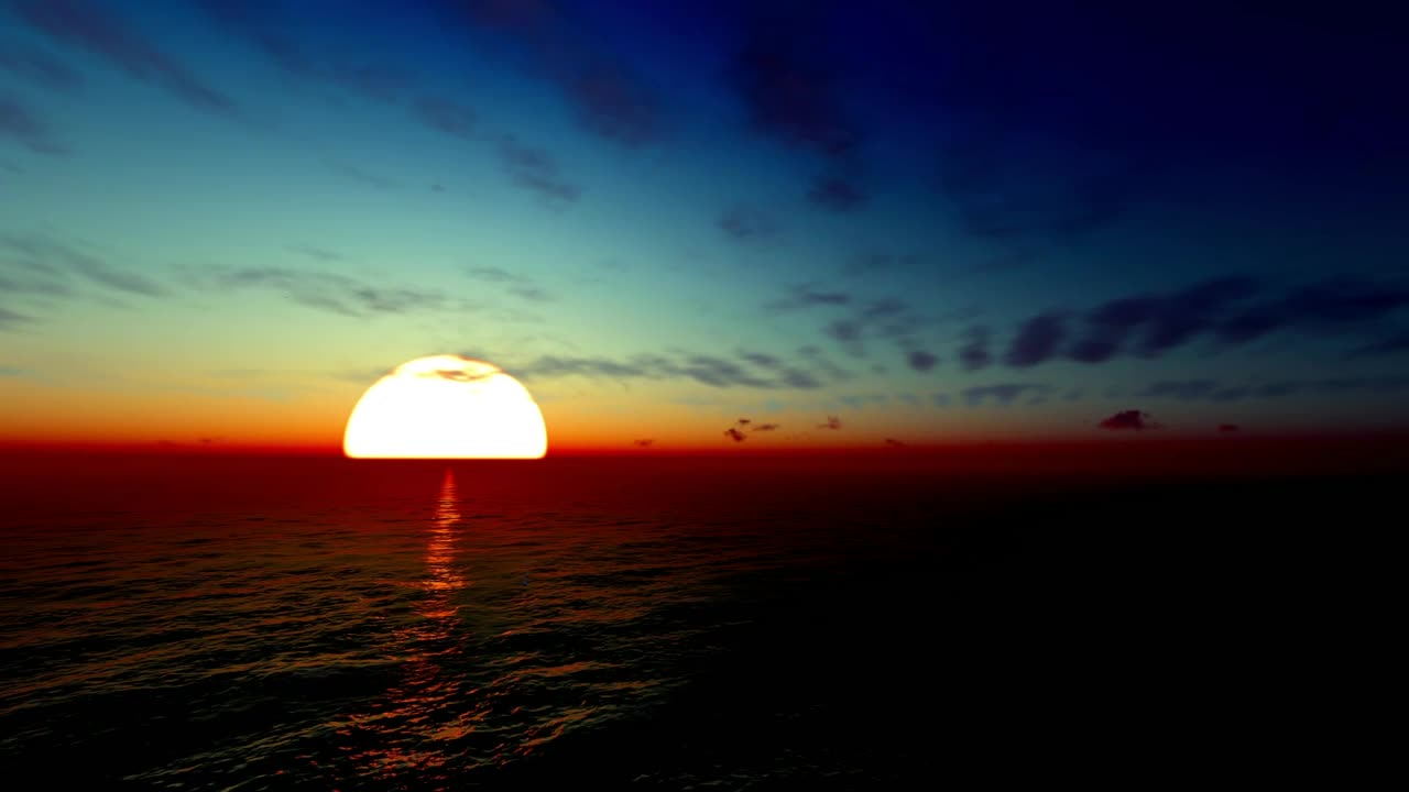 Stock Video Huge Sun In The Sea Skyline Animation Animated Wallpaper - Free Download