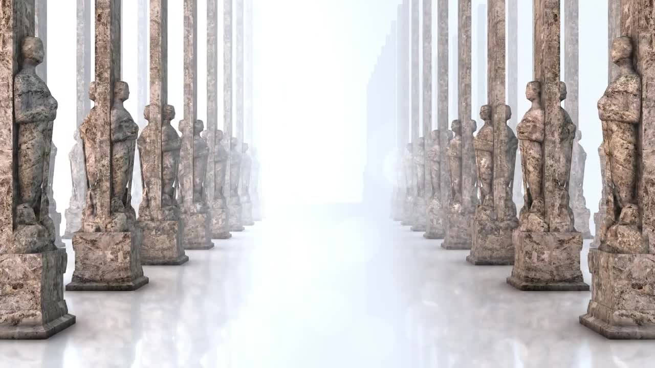 Video Stock Pillars With Human Sculptures D Render Live Wallpaper Free - Free Download
