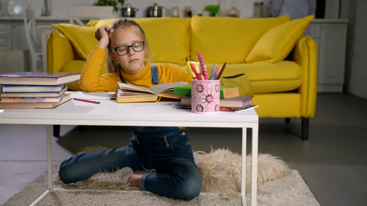 Free Video Stock tired child trying to study Live Wallpaper - Free Download
