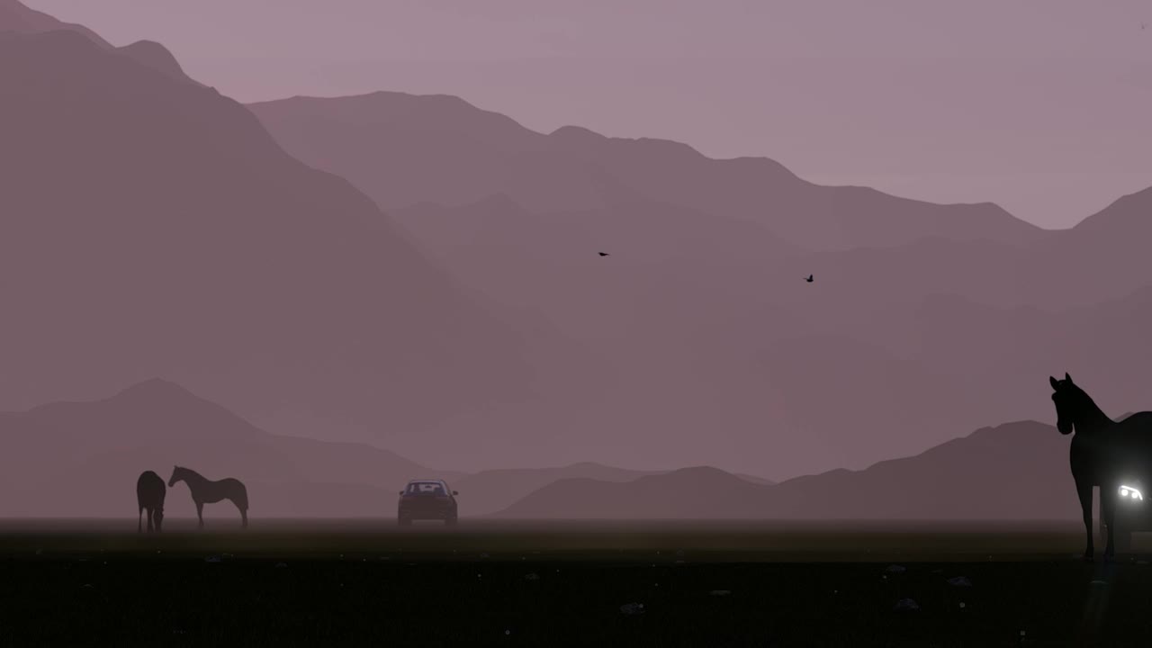 Stock Video Luxury Suv In A Foggy Area Near Horses Animated Wallpaper - Free Download