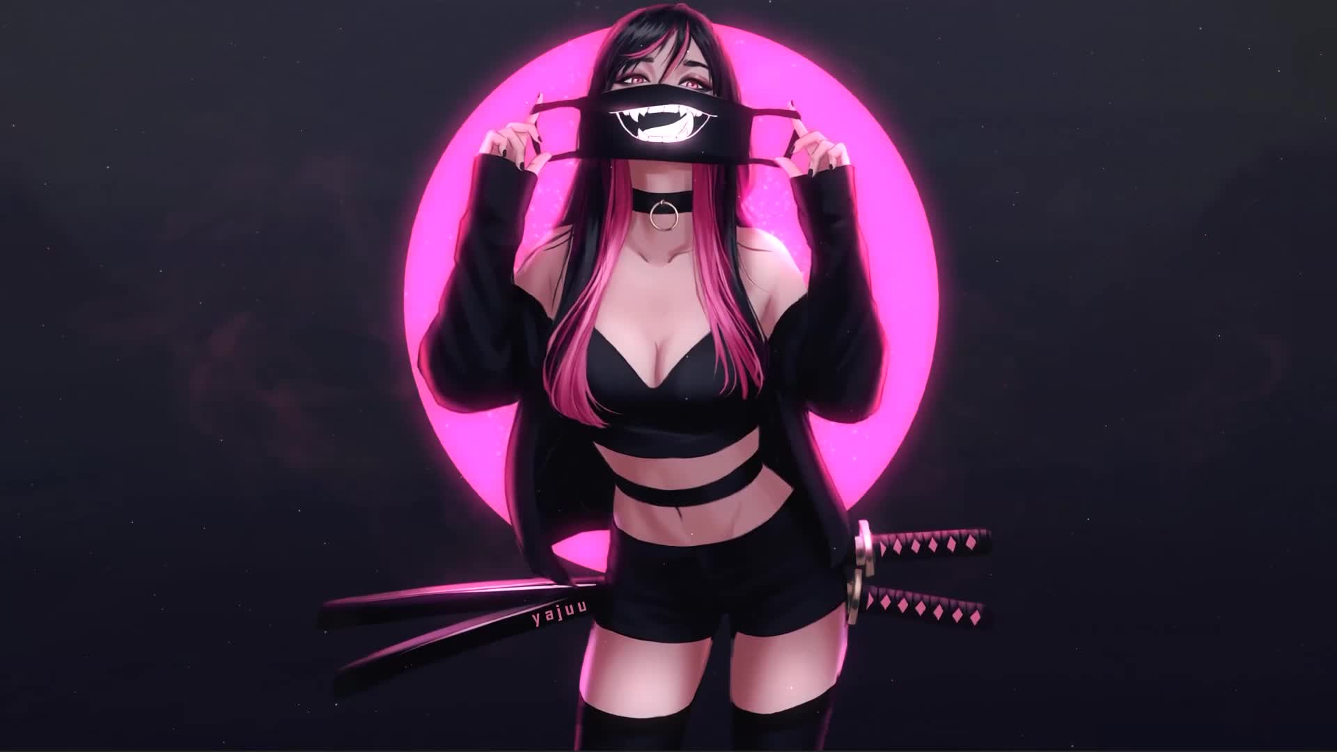 Wear Your Mask - Katana Pinky Girl Live Wallpaper - Free Download