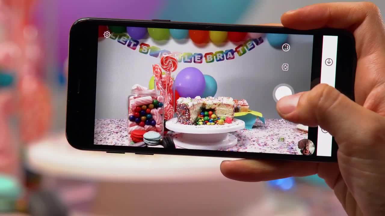 Free Video Stock taking a picture of a birthday table with a smartphone Live Wallpaper - Free Download