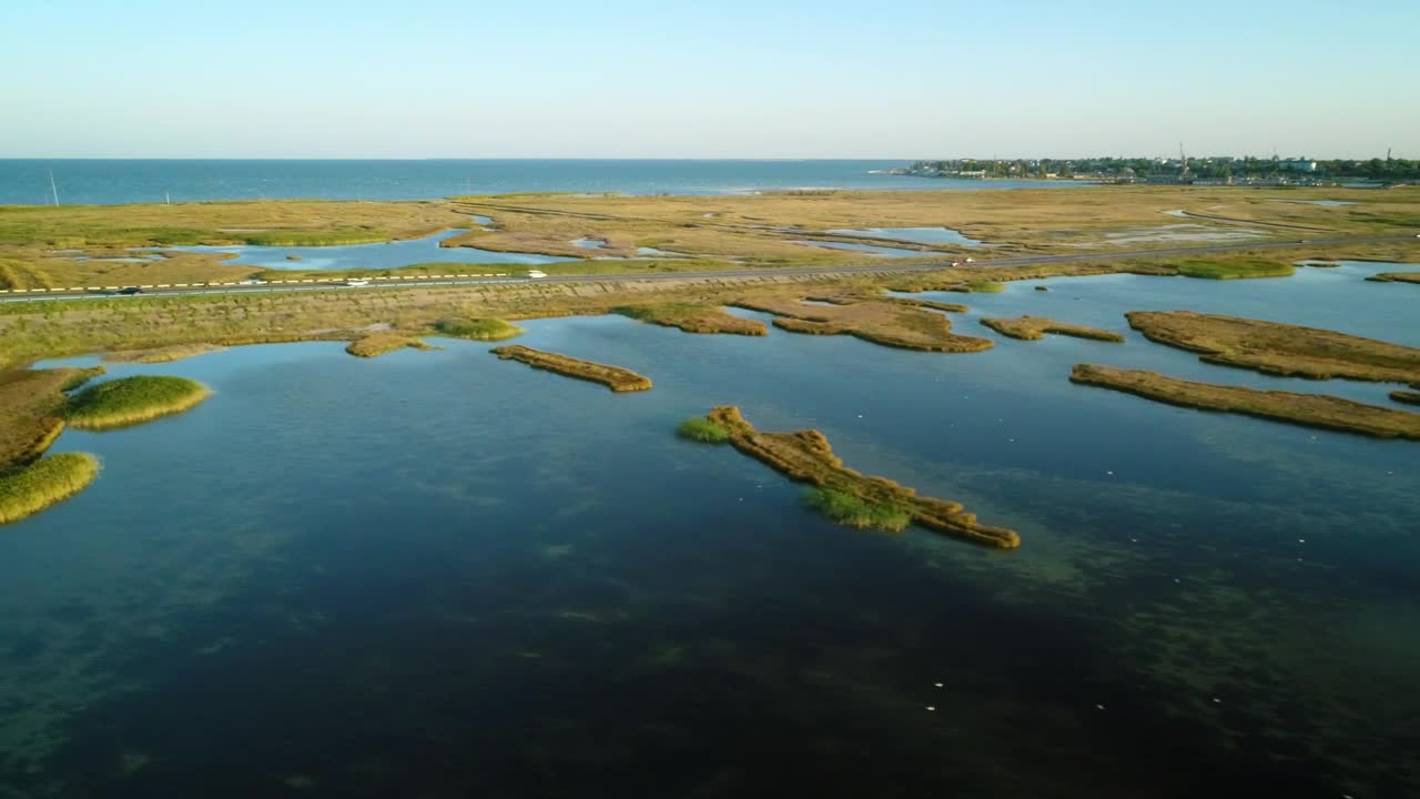 Stock Video Highway That Crosses A Rough Lake Seen From Above Animated Wallpaper - Free Download