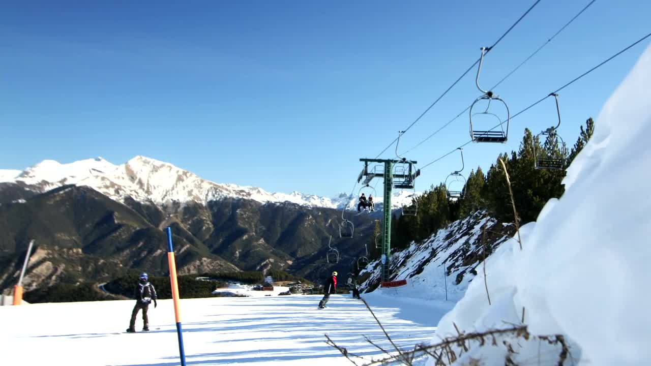 Stock Video People Skiing On The Mountain Live Wallpaper - Free Download
