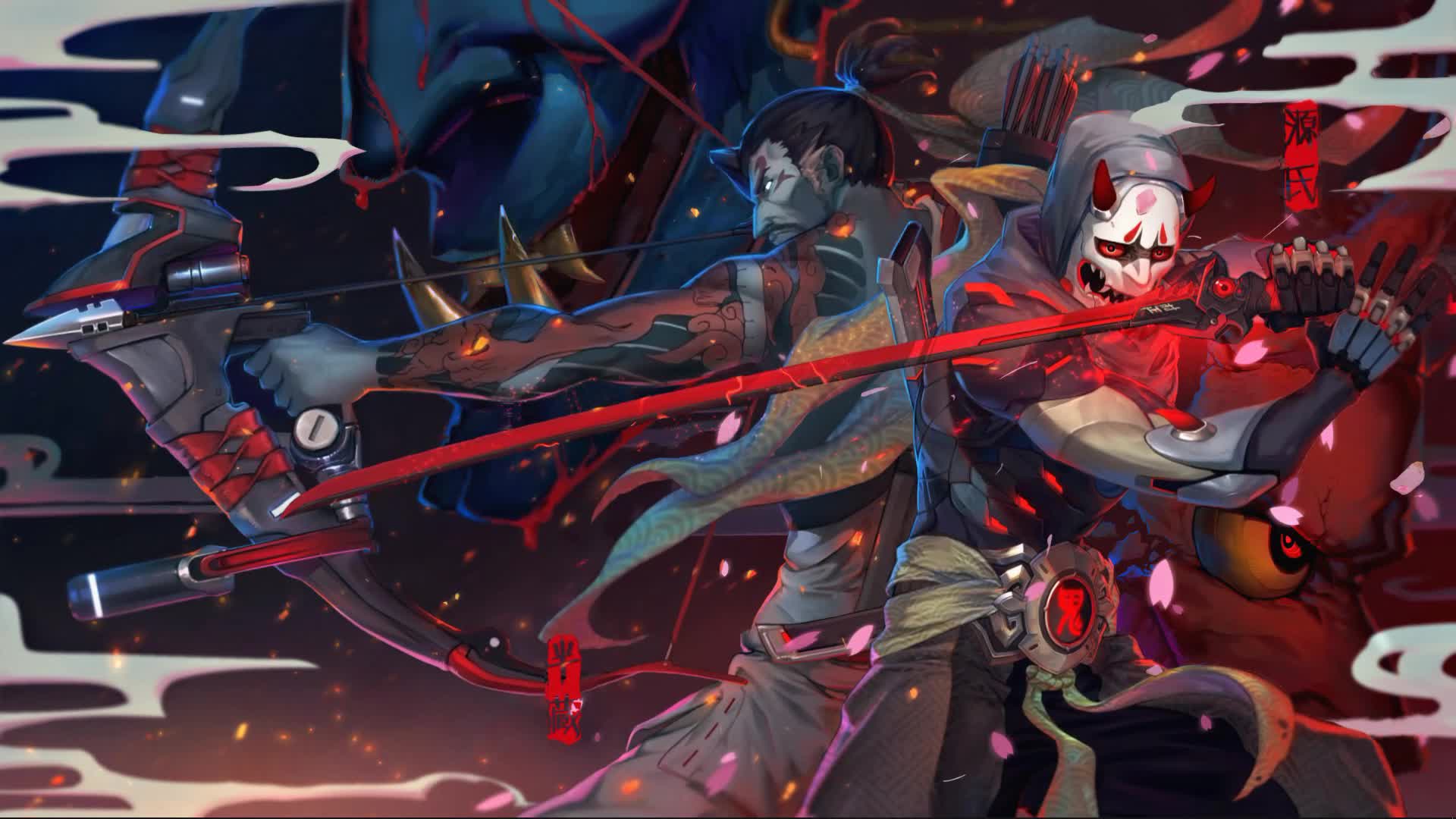 Hanzo and Genji Demons Night Live Wallpaper - Free Download