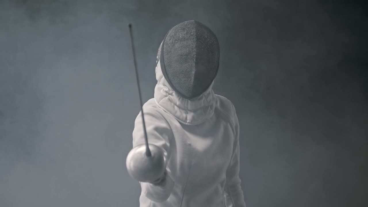 Video Stock Portrait Of A Fencer Who Waves His Sword Live Wallpaper Free - Free Download