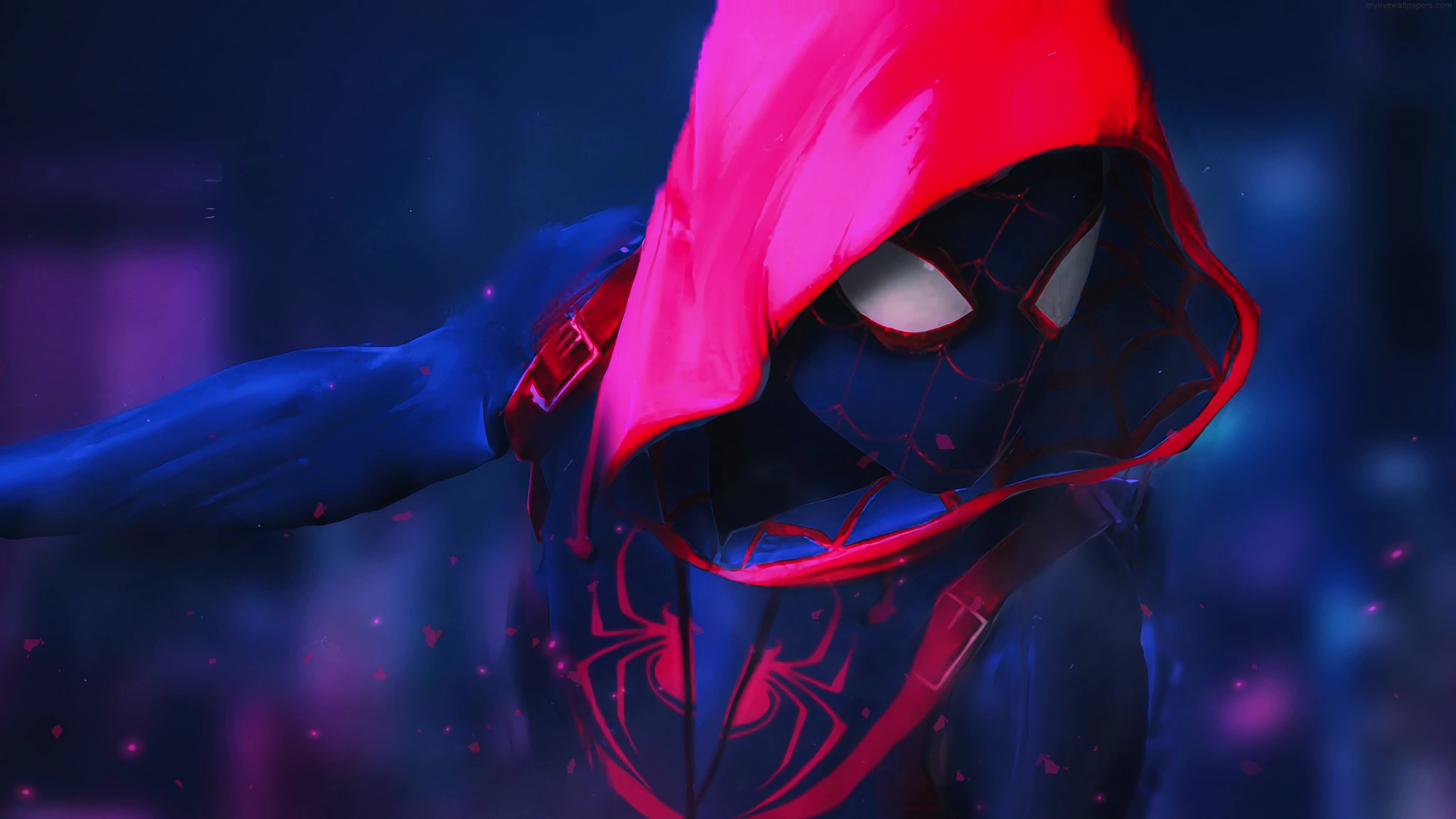 Marvel Spiderman With Hooded Suit 4K Live Wallpaper - Free Download