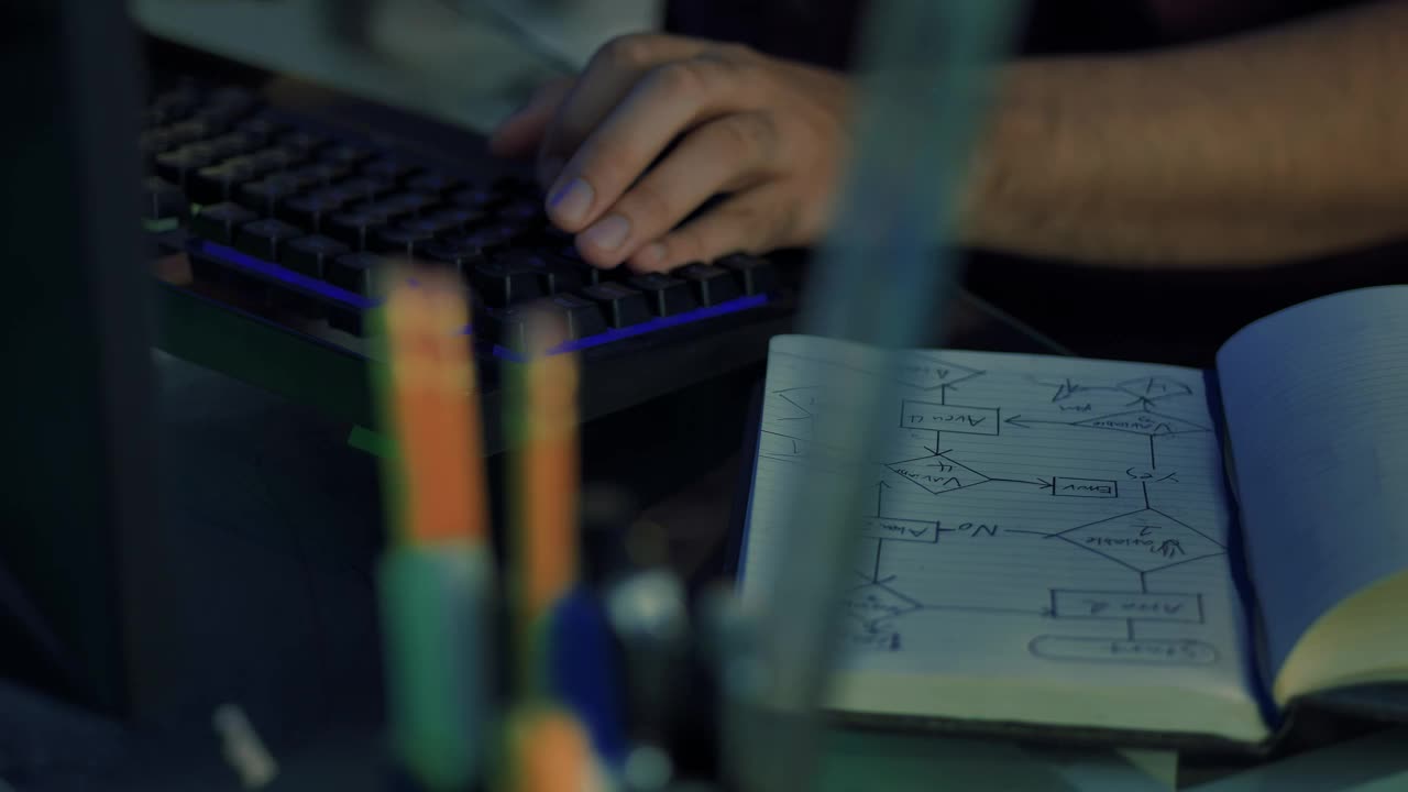 Stock Video Hands Of A Programmer Working On A Desk Animated Wallpaper - Free Download