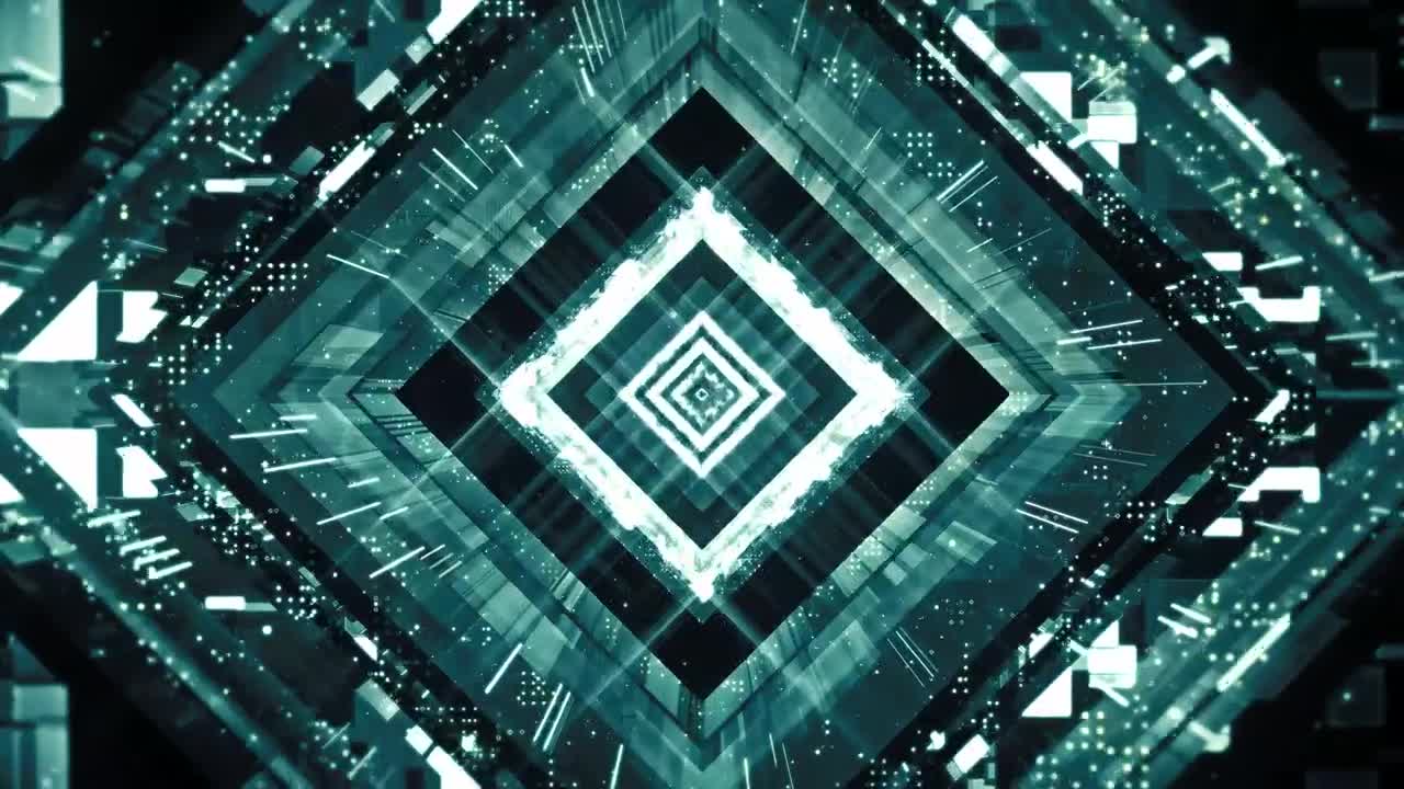 Stock Video Futuristic Shiny Digital Square Tunnel Live Wallpaper For PC - Free Download