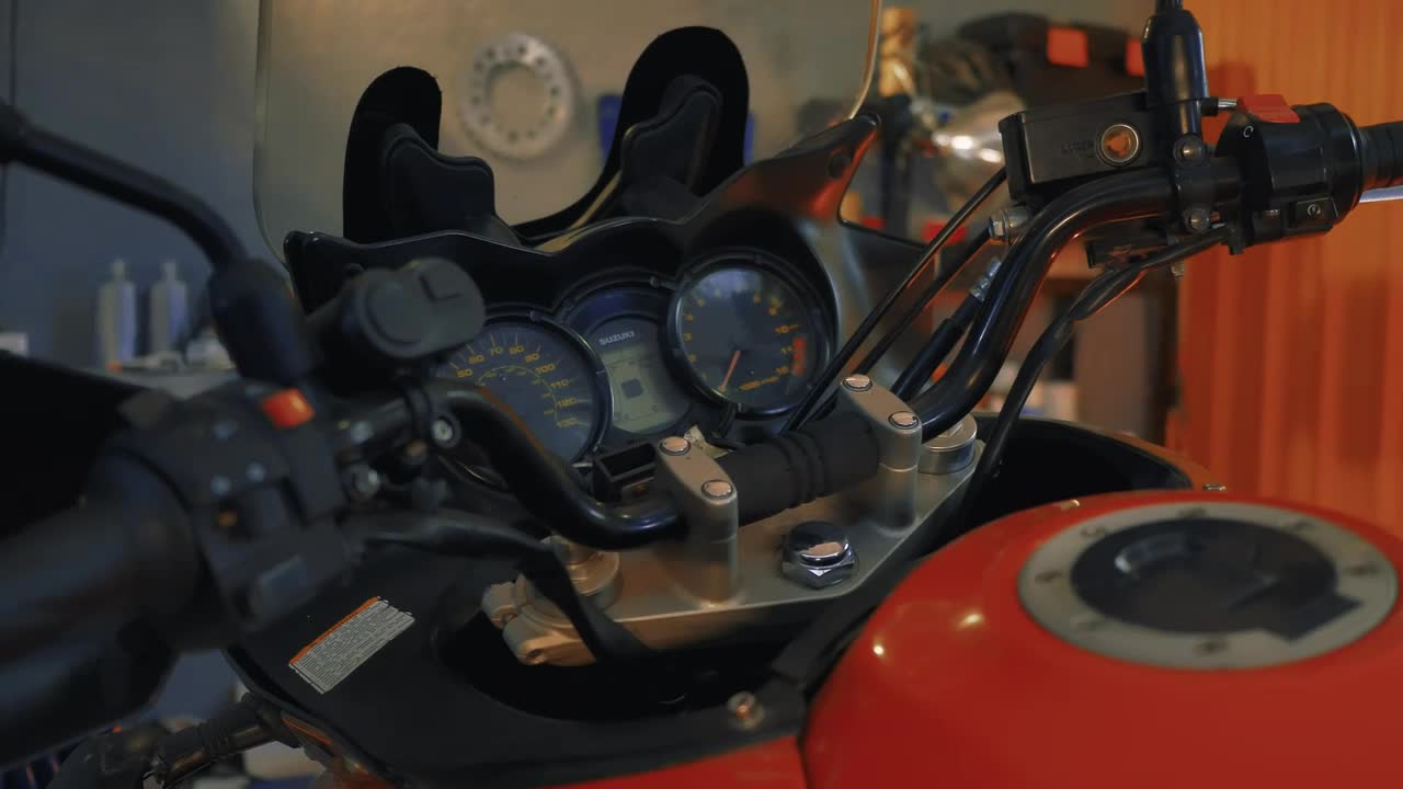 Stock Video Handlebars Of A Motorcycle In A Mechanical Workshop Live Wallpaper For PC - Free Download