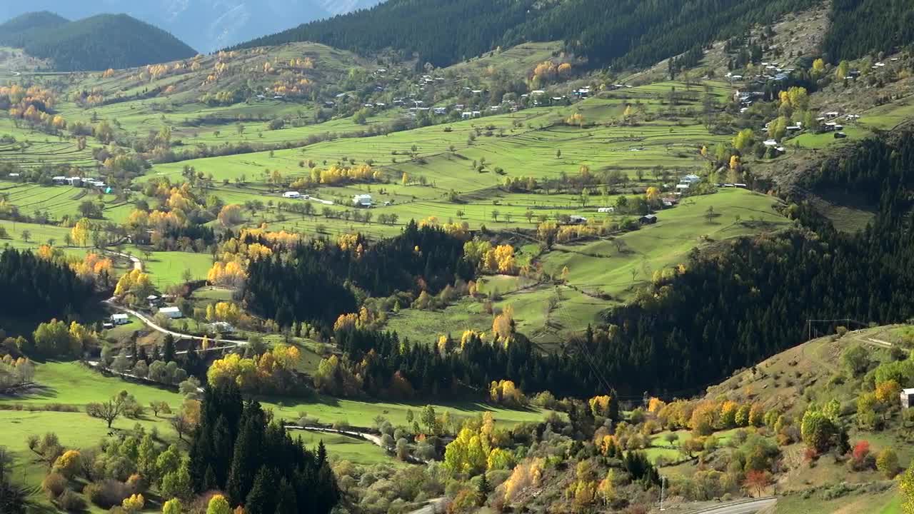 Stock Footage Valley With A Town Surounded By Mountains In Autumn Live Wallpaper - Free Download