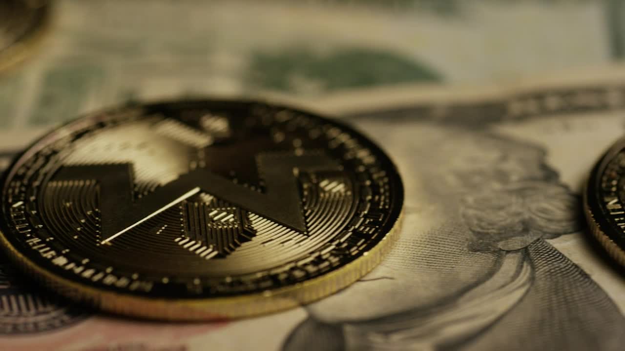Stock Video Monero Coins Ober Dollar Bill Animated Wallpaper - Free Download