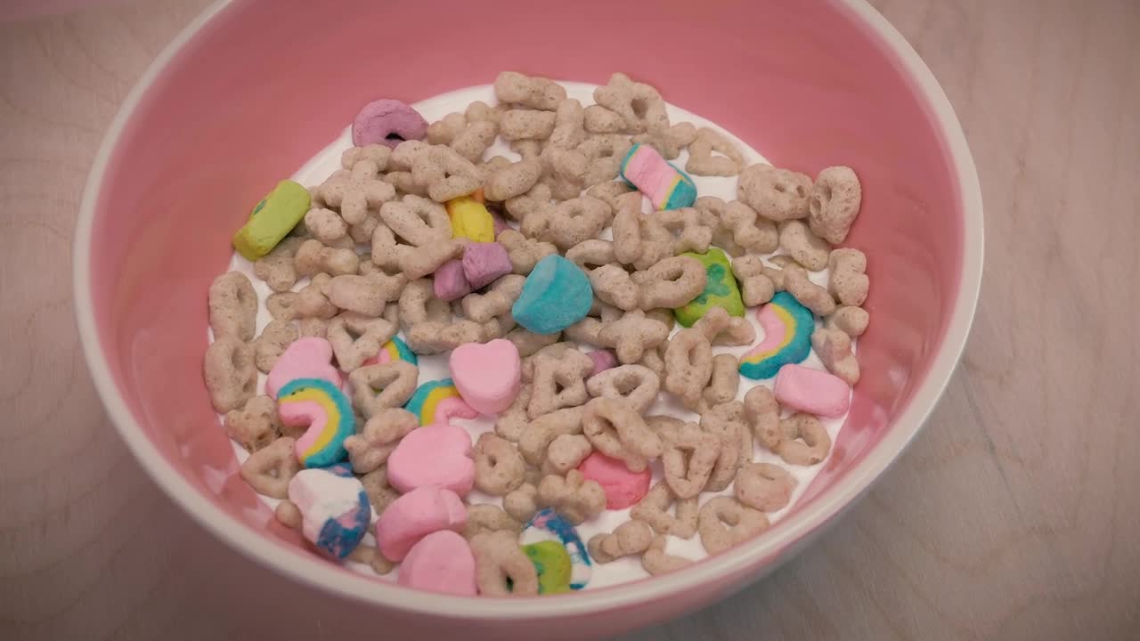 Free Video Stock sweetened cereal with marshmallows and milk in a bowl Live Wallpaper - Free Download