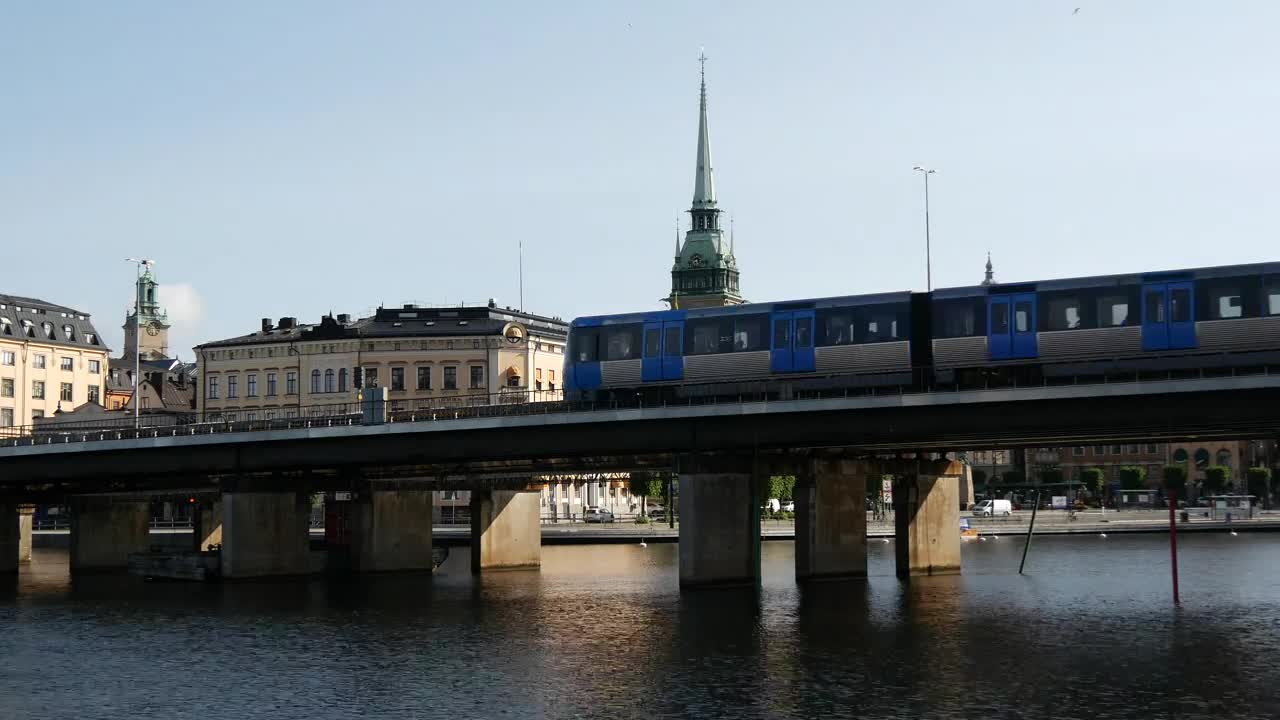 Stock Video Metros Crossing The Bridge During The Da Animated Wallpaper - Free Download