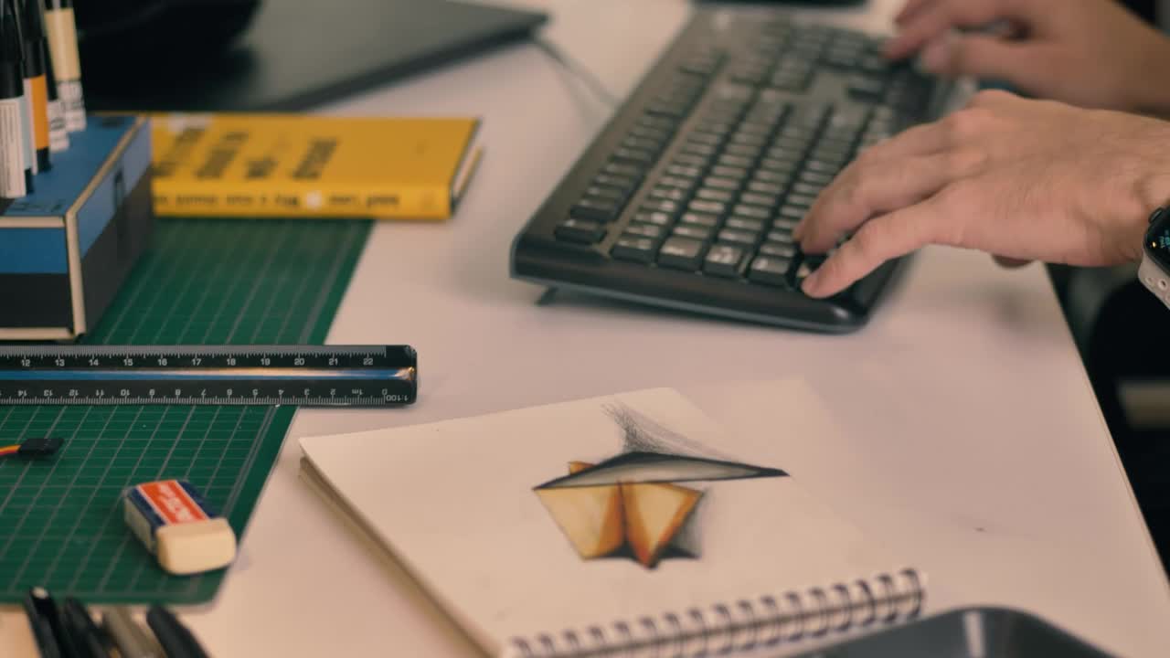 Stock Video Desk Of A Designer While Working On A D Model Live Wallpaper For PC - Free Download