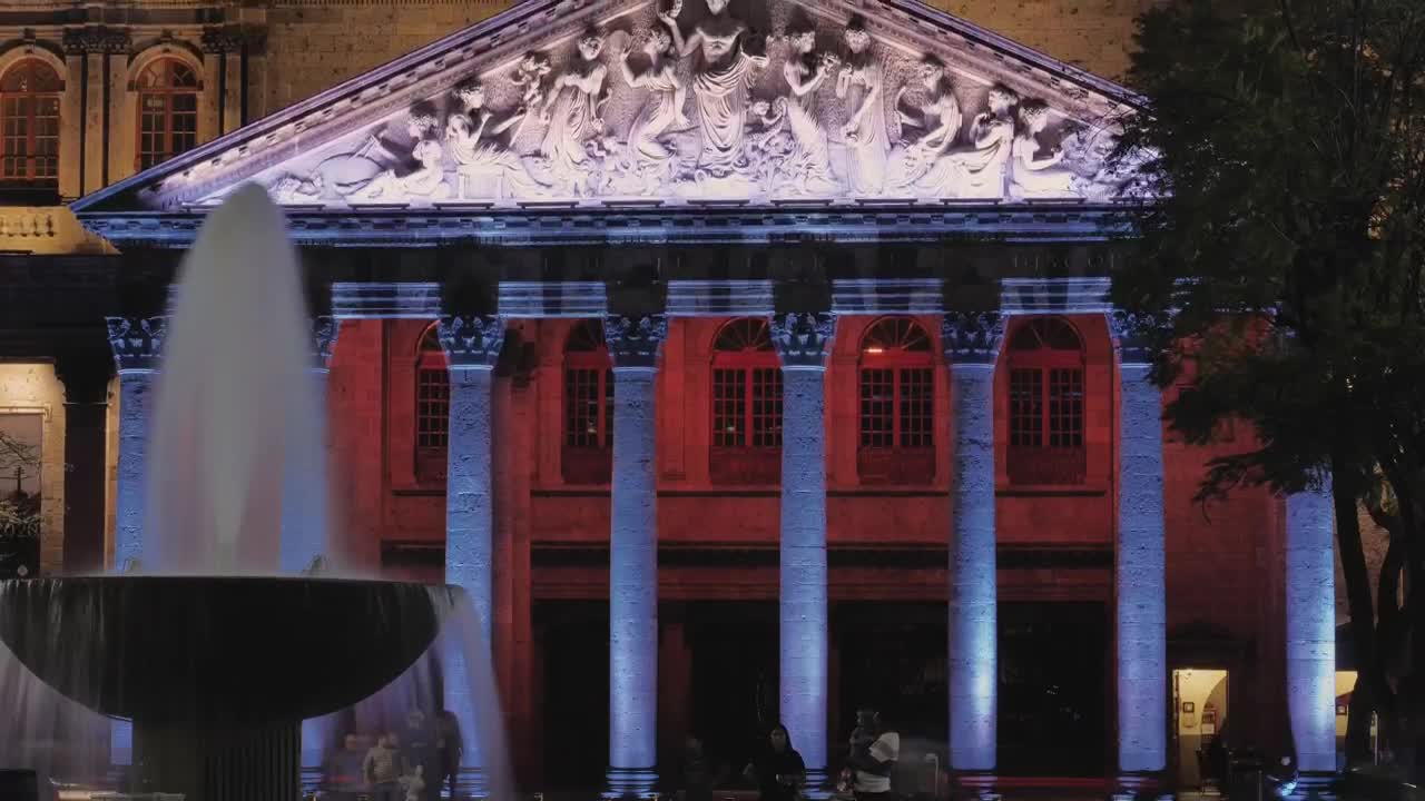 Stock Video Neoclassical Building Illuminated At Night Live Wallpaper - Free Download