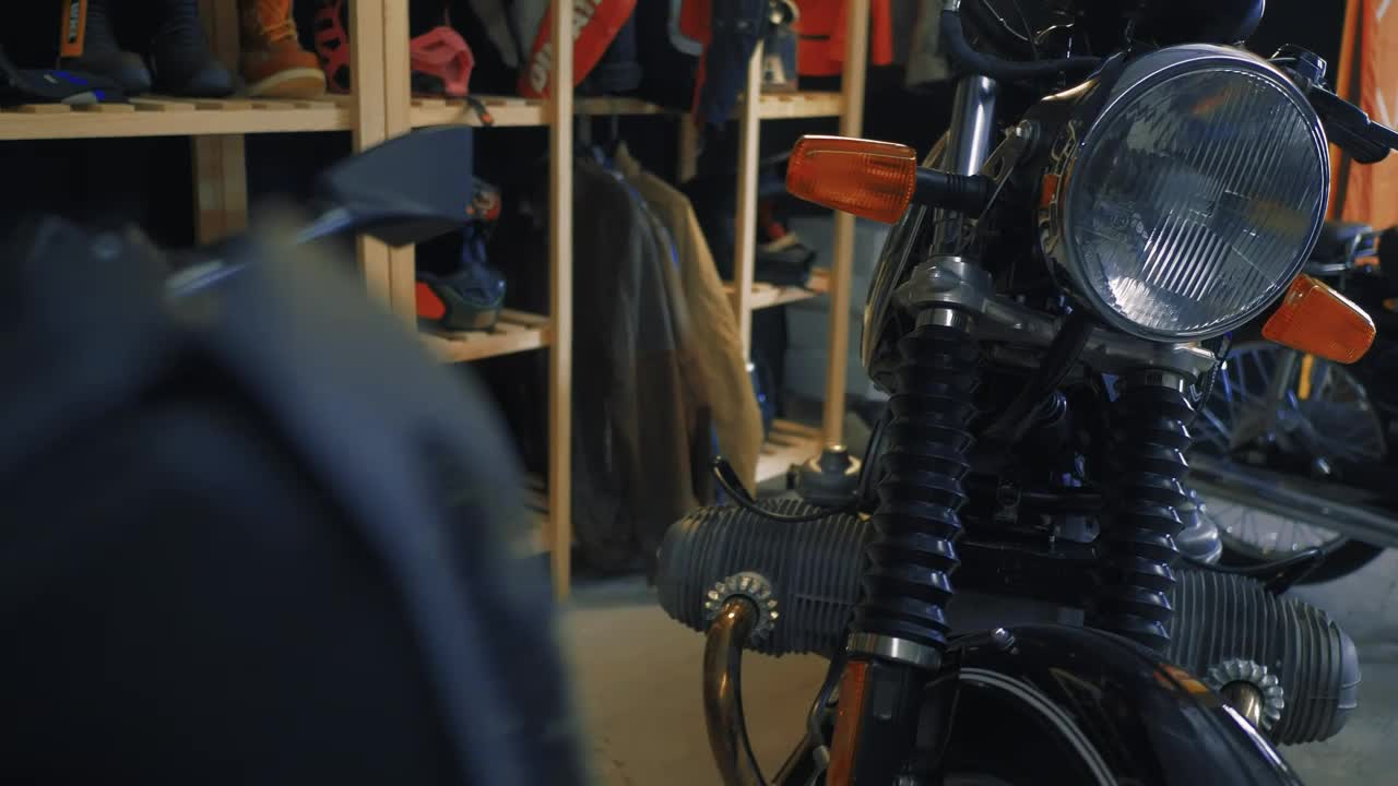 Video Stock Close Up View Of Parked Motorcycles In A Workshop Live Wallpaper For PC - Free Download