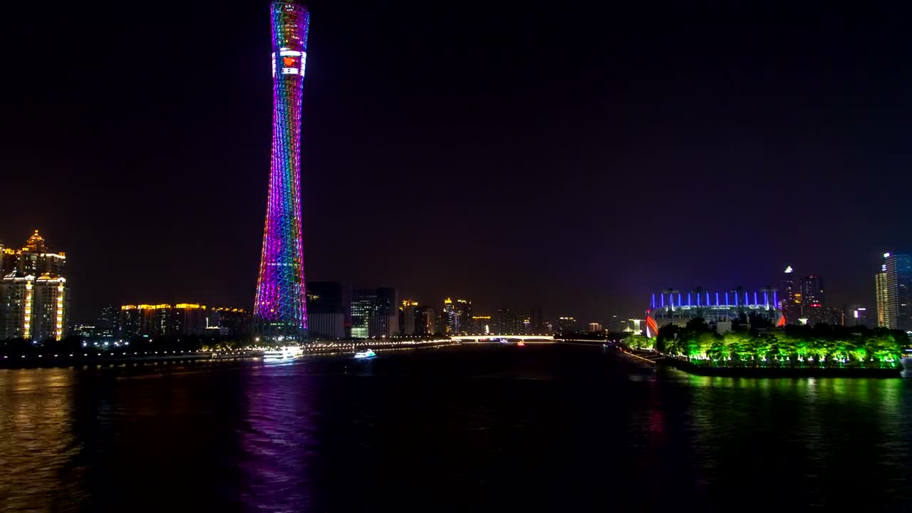 Stock Video Guangzhou Illuminated Cityscape And River Live Wallpaper For PC - Free Download