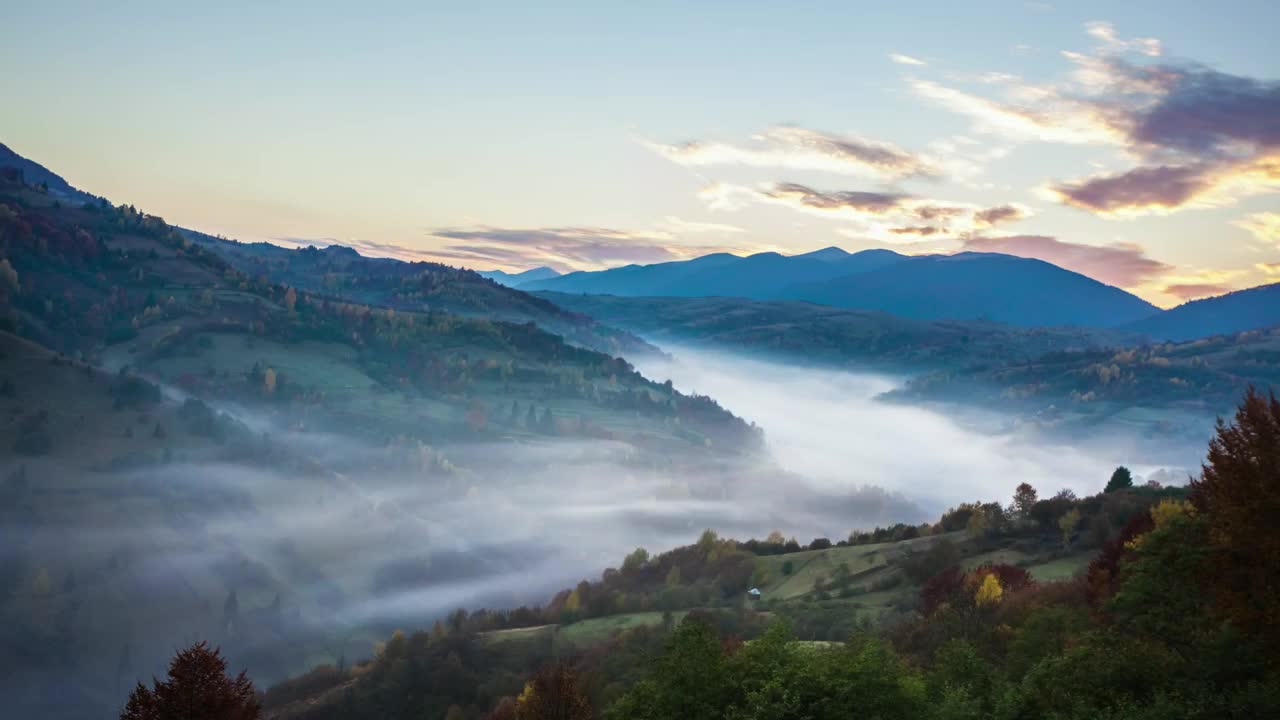 Stock Video Mountainous Valley During Sunrise Time Lapse Live Wallpaper - Free Download