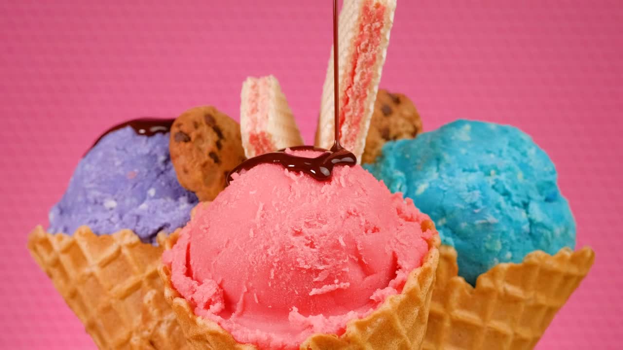 Stock Video Ice Cream With Chocolate Syrup Composition Animated Wallpaper - Free Download