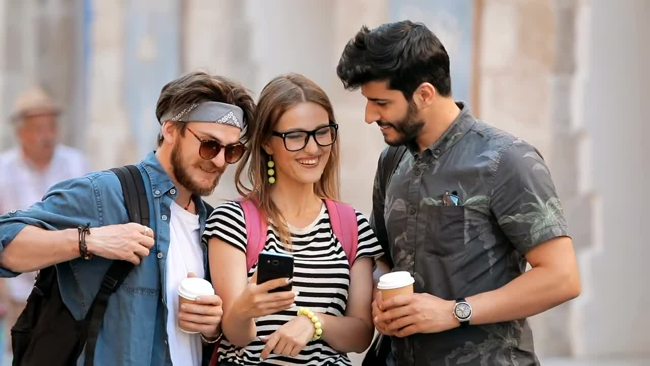 Stock Video Friends Smile At Selfies On Mobile Phone Live Wallpaper For PC - Free Download