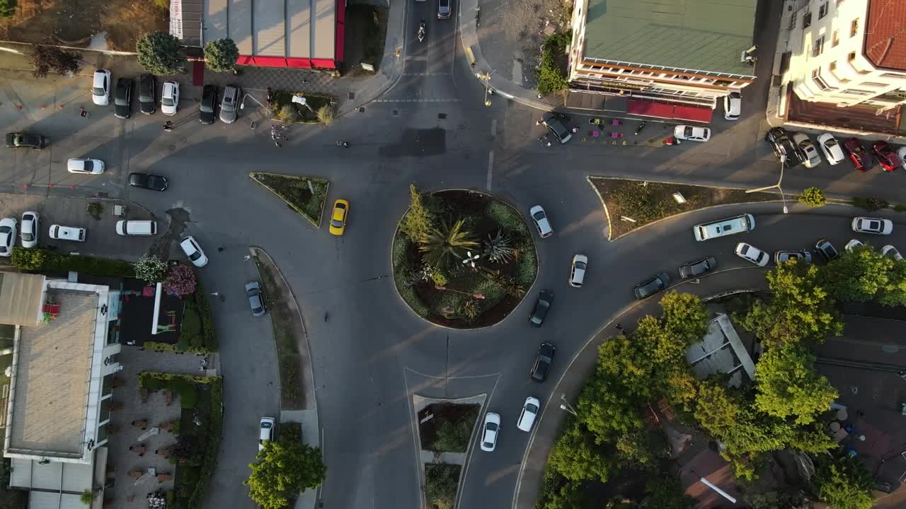 Stock Video Little Roundabout With Traffic Top Aerial View Animated Wallpaper - Free Download
