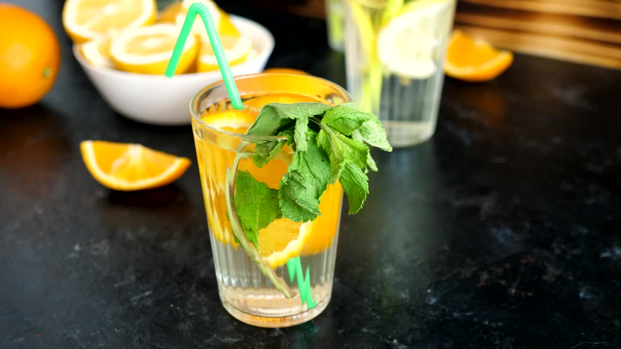 Stock Video Orangeade With Mint Leaves Live Wallpaper - Free Download