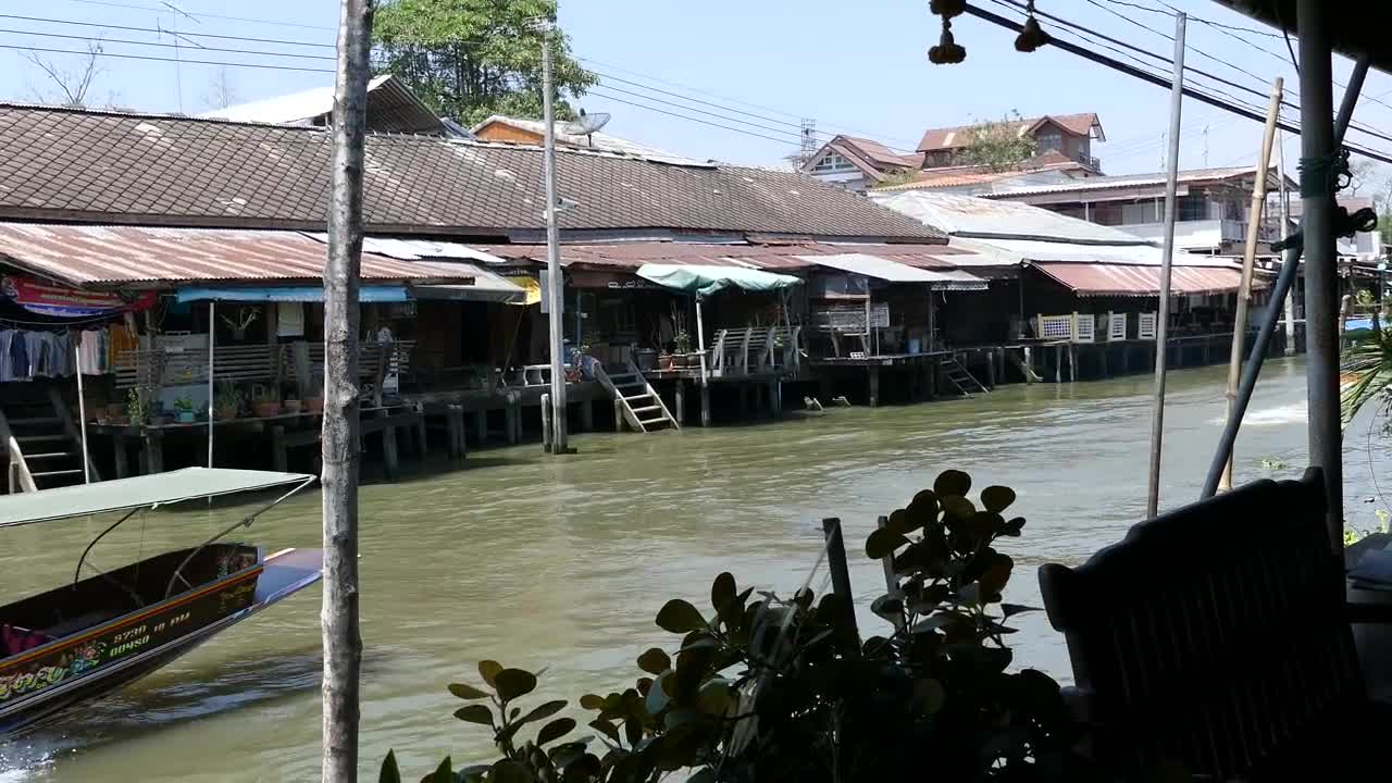 Stock Video Floating Market With A Speeding Boat Passing By Live Wallpaper For PC - Free Download