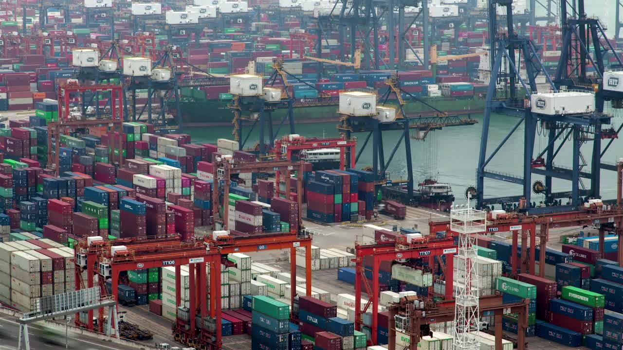 Video Stock Busy Hong King Containerport Time Lapse Live Wallpaper For PC - Free Download