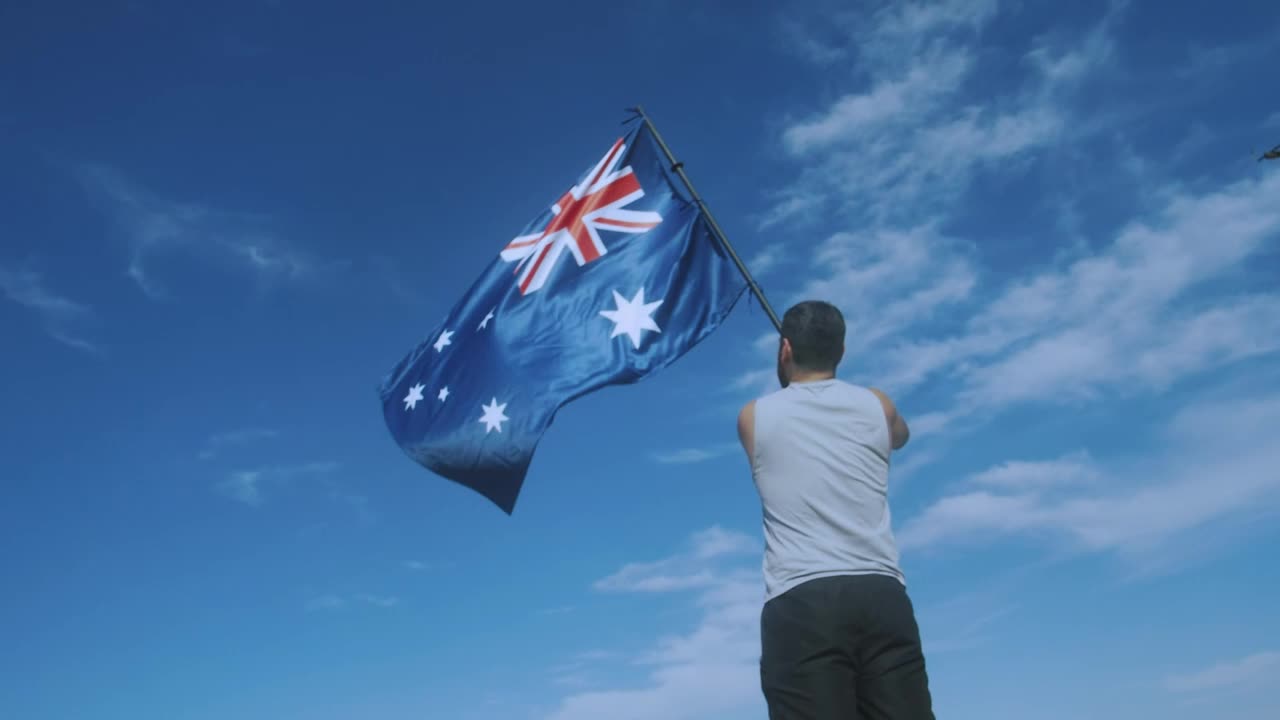 Stock Video Man Waving An Australian Fla Animated Wallpaper - Free Download