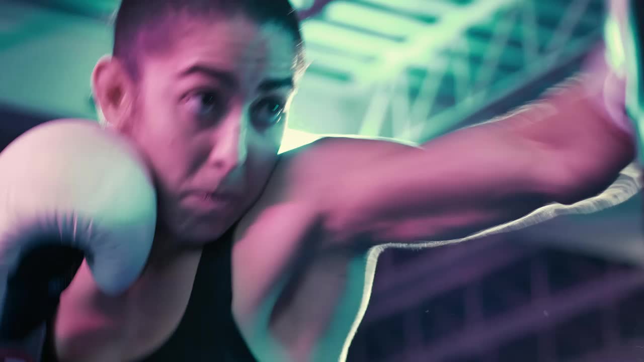 Stock Video Female Boxer Punching A Boxing Bag Live Wallpaper For PC - Free Download