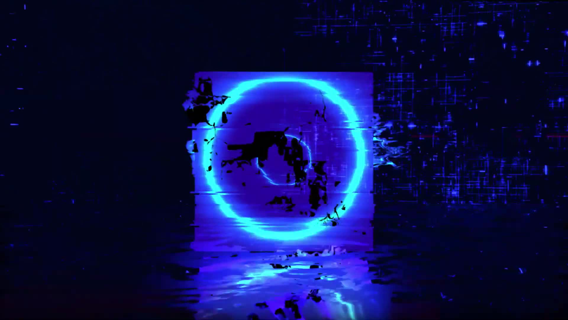 Cyberpunk Glitch Neon Mirror Cube Animated Wallpaper - Free Download