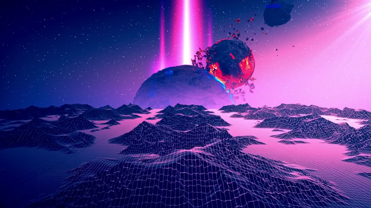 Video Stock Purple Cyberpunk Space With Digital Worlds Live Wallpaper Free - Free Download