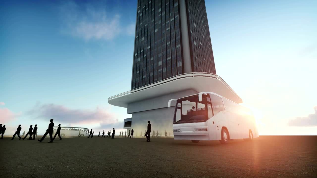 Free Stock Video Workers Walking Near A Building And Buses Live Wallpaper - Free Download