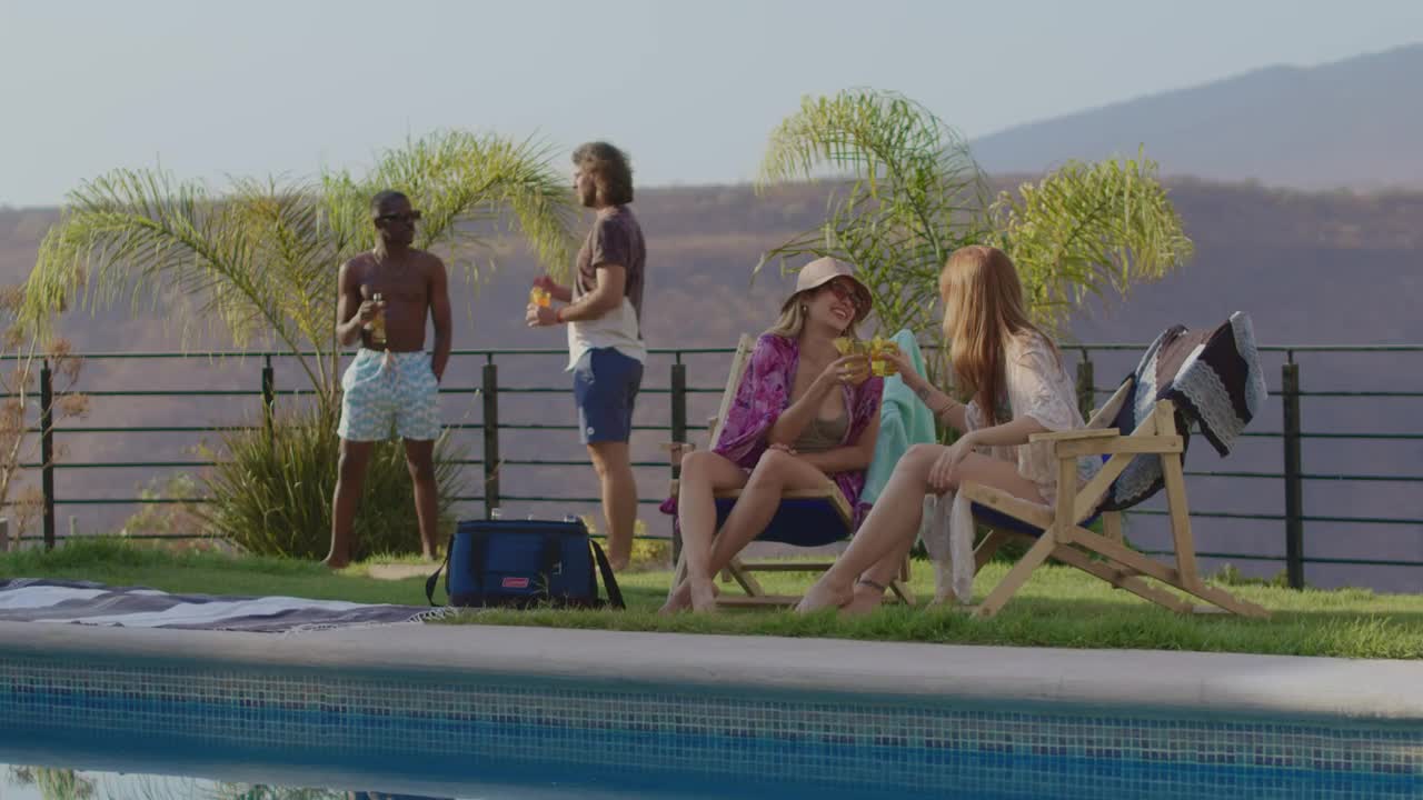 Free Stock Video Young Friends Relaxing In The Pool Live Wallpaper - Free Download