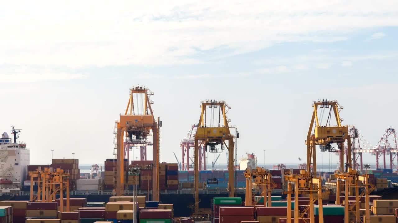 Stock Video Container Cranes Unloading A Cargo Ship Live Wallpaper For PC - Free Download