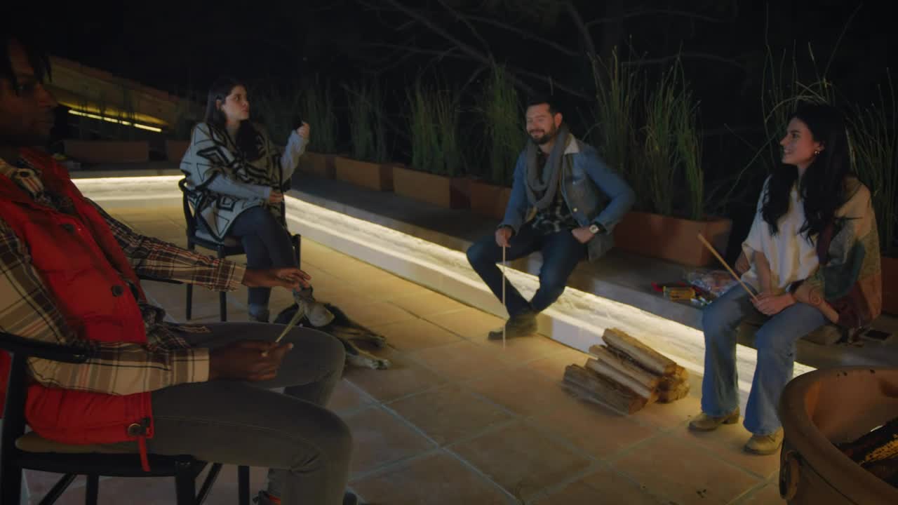 Stock Video Nice Night Between Friends With A Campfire Live Wallpaper - Free Download