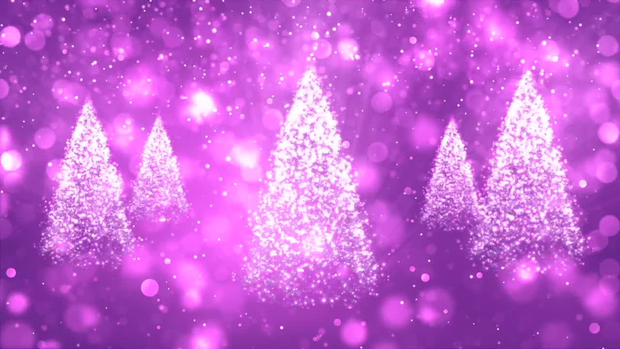 Stock Video Glitter Christmas Trees Spinning In Purple Background Live Wallpaper For PC - Free Download