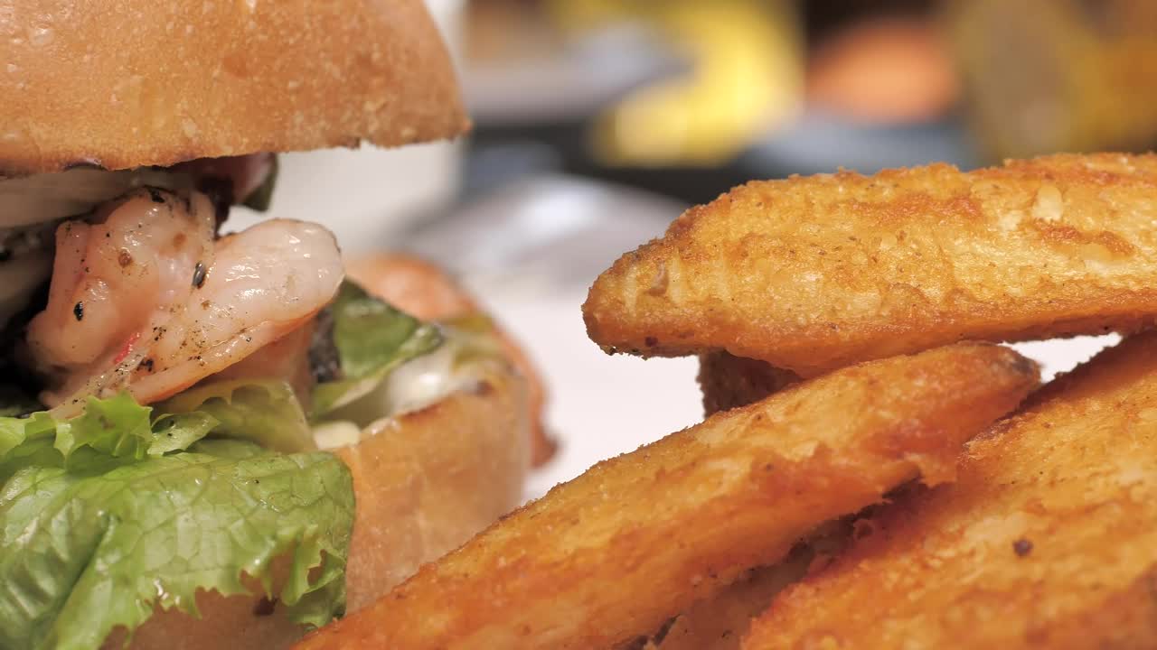 Free Stock Video Shrimp Burger With French Fries Live Wallpaper - Free Download
