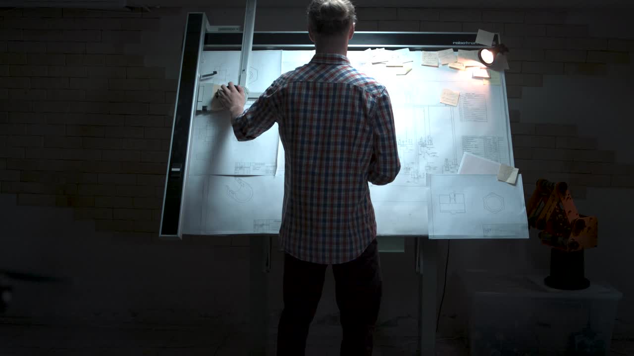 Stock Video Engineer Looking Over Plans On A Board Live Wallpaper For PC - Free Download