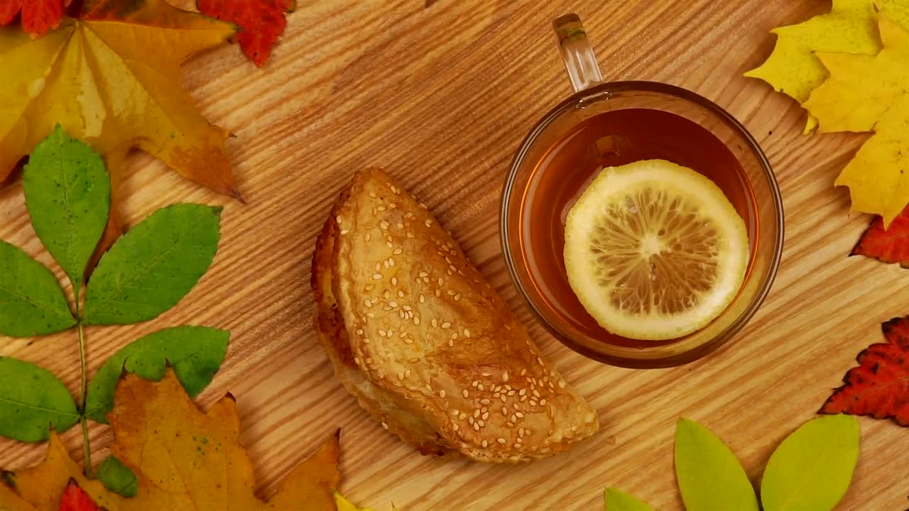 Free Video Stock tea and snack rotating on the table Live Wallpaper - Free Download