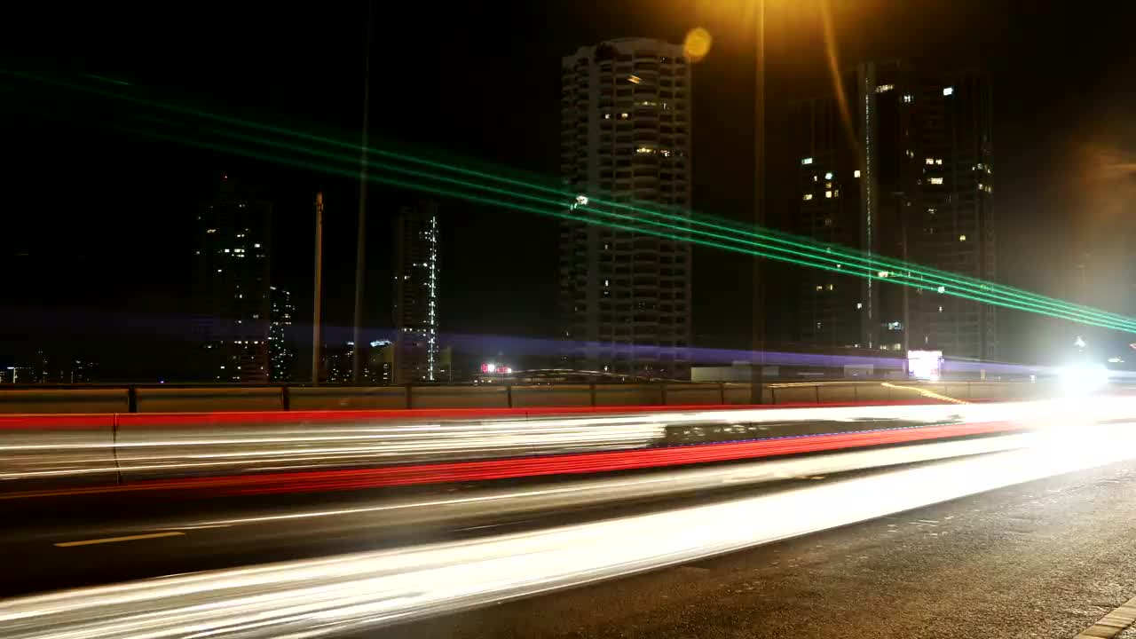 Stock Video Highway At Night With Cars And Buildings Exposure Animated Wallpaper - Free Download